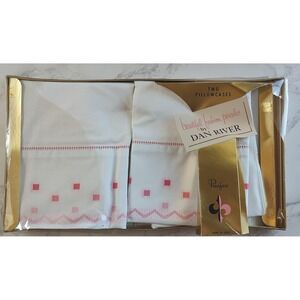 NOS Two Pinafore Pillowcases By Dan River MCM Open Box Made In USA A13